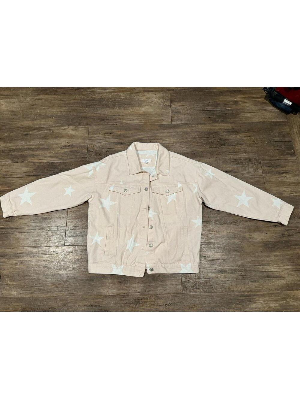 Peach Love Peach/Pink Denim Star Americana Jacket Sz M NWOT